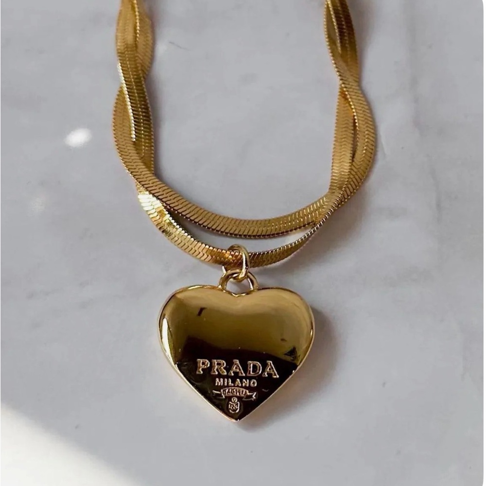Prada Gold Heart Necklace